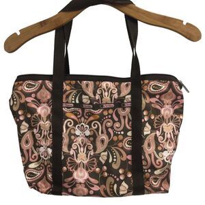 LESPORTSAC Chandelier Zip Shopper Paisley Floral Print Tote Bag Zip Top Medium